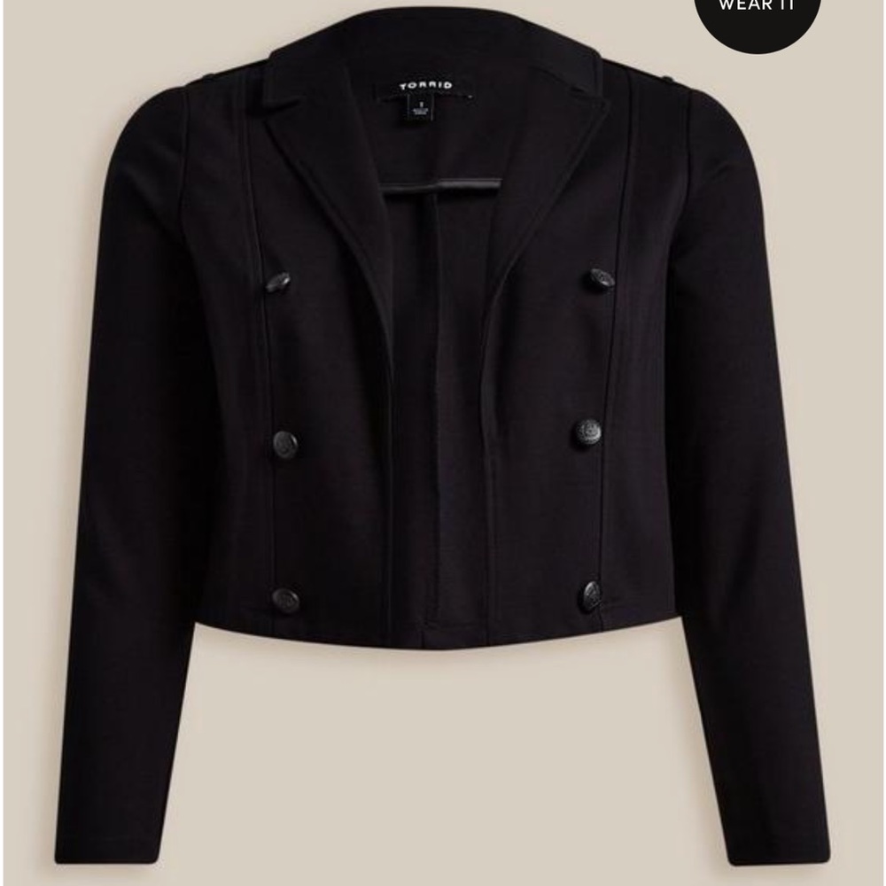 Torrid Lightweight Ponte Crop Military Blazer 2